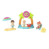 Cocomelon Family Beach Time Fun Playset - Features Jj, Tomtom & Yoyo With Sandcastle, Umbrella, Beach Chair, Towel, Beach Playset