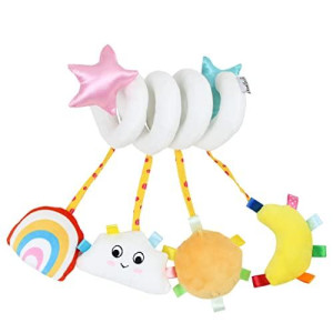 Kakiblin Hanging Toys For Car Seat Mobile, Infant Baby Spiral Plush Toys For Bed Stroller Car Seat Bar, White