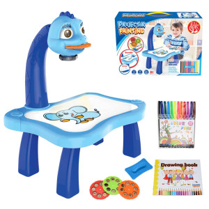 Zicric Projector Painting Set For Kids, Educational Early Learning Projection Drawing Table, Trace And Draw Projector Toy With Light & Music, Graffiti Children Projection Drawing Board, Blue