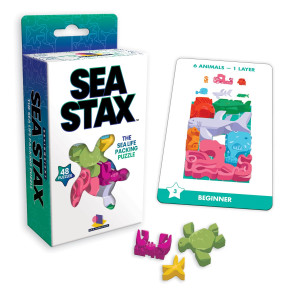 Brainwright - Sea STAX - The Deep Sea creature Shaped Pattern Puzzle Packing game, Multi-colored Brain Teaser Toy, Kids and Adults