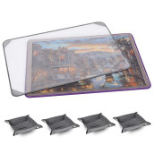 Kidoodler Jigsaw Puzzle Board With Cover & Sorting Trays | 33X22 Portable Puzzle Mat For 1000 Pcs With 4 Foldable Sorting Trays | 4Mm Reinforced Hardboard | Non-Slip Surface | Purple
