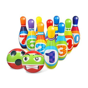 Unique Kids Bowling Set For Toddlers - Sports Toy Active Game For Birthday Party - Fun Eductional Games Outside Games Or Indoor Toy For Kids Gifts For 3 4 5 6 Year Olds Children Boys & Girls