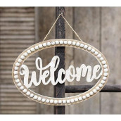 Distressed Beaded Wall Sign 'Welcome