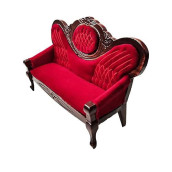 1:12 Miniature Mini House Furniture Vintage Red Wooden Carved Sofa For Miniature House Accessories Furniture Decoration Birthday