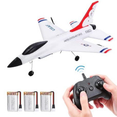 Eaglestone Rc Airplane 2.4Ghz 2 Channel Remote Control Plane With Gyro And 3 Batteries (45 Mins), Easy To Fly F-16 Model For Adults, Beginners And Advanced Kids