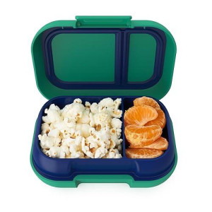Bentgo Kids Snack - 2 compartment Leak-Proof Bento-Style Food Storage for Snacks and Small Meals, Easy-Open Latch, Dishwasher Safe, and BPA-Free - Ideal for Ages 3+ (greenNavy)
