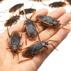 Gudves Prank Fake Roaches Model Simulation Rubber Cockroach Roach Bug Toy Funny Trick Joke Toys Plastic Bugs (10Pcs)