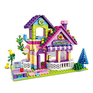 Fun Little Toys House Building Blocks Toys With Birds And Trees, Girls Villa Building Bricks Set, House Building Kit, Birthday Gifts For Teenage Girls, 486 Pcs