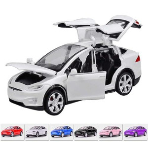 1:32 Scale Car Model X Alloy Diecast Pull Back Electronic Toys With Lights And Music, Mini Vehicles Toys For Kids Gift Car Lovers Collection (Model X - Generic White)