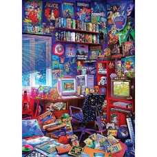 '80S Game Room Pop Culture 1000 Piece Jigsaw Puzzle By Rachid Lotf | Interactive Brain Teaser, Educational Toys & Games For Kids And Adults | 28 X 20 Inches