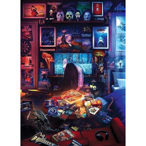 House Of Horrors And Scary Movies 1000 Piece Jigsaw Puzzle By Rachid Lotf | Interactive Brain Teaser Board Game For Adults, Educational Toys & Games | 28 X 20 Inches