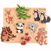 Pikatoyz Toddler Puzzles Ages 1-3. Wooden Puzzles Of Forest Animals. Ideal Montessori Toys For Gifts. Educational Toys For Babies And Children. Wooden Toys For 1+ Year Old For Travel. Baby Puzzles.