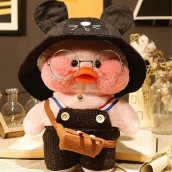 Duck Stuffed Animal,Soft Plush Toy For Kids Girls, Hugglable Stuffed Toy With Cute Hat And Costume, Best Gifts For Christmas 12In/30Cm (Pink Black)