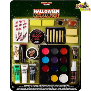 Spooktacular Creations 25 Pcs Halloween Family Makeup Kit, 12 Color Special Effect Face Body Paint, Halloween Costume Makeup, Zombie Cosplay, Wounds, Injuries & Blood For Halloween Party Supplies