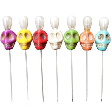 Aiyee Skull Top Pins For Voodoo Dolls, 7 Pcs