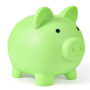 Piggy Bank, Unbreakable Plastic Money Bank, Coin Bank For Girls And Boys, Medium Size Piggy Banks, Practical Gifts For Birthday, Easter, Baby Shower (Light Green)