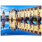 Jigsaw Puzzle For Adults 1000 Pieces - French Castle On River Cher - Size Large 27 X 20 Inch - Refrence Poster 11X16, Sturdy Tight Fitting Pieces, Letters On Back, Rated Hard