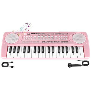 37 Key Pink Piano For Kids Music Toys For 3+ Year Old Girls Upgrade Keyboard Piano For Beginners Kids Toy Piano With Microphone Toys For 3 4 5 6 7 8 Year Old Girls Boys Gifts Age 3-8