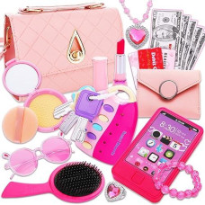 Alloytop Kids Makeup Kit For Girl: Cute Kids' Dress Up & Pretend Play Cosmetics Make Up Purse Bag Toy Cell Phone Wallet Accessories Kit Gifts Princess Ages 6 7 8 9 10 11 12 Years Old