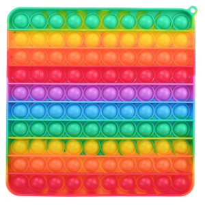 Mirenlife Big Size Pop Sensory Fidget Toys, Push Bubble Fidget Sensory Toys, 7.87 Inch, 100 Bubbles, Big Silicone Pressure Relieving Toys, Rainbow Color