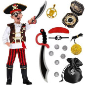 G.C Pirate Costume For Kids Pretend Role Play Dress Up Party Favors Deluxe Toys Gift Pirate Set For Children Toddler (5-6 Years)
