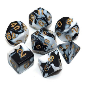 Creebuy Dnd Rpg Polyhedral Dice Set Black & White Dice For Dungeon And Dragons D&D Pathfinder Role Playing Game Dice With Dice Bag