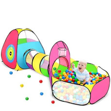 Geerwest 3Pc Kids Ball Pits For Toddlers With Kids Play Tent, Kids Tunnel For Baby, Children Pop Up Indoor/Outdoor Playhouse Toy For Boys And Girls, Best Birthday Gifts For 3 4 5 Years Old