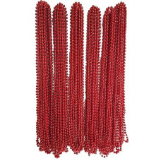 Dondor Festive Metallic Beaded Necklaces (30 Pack, Red)