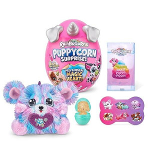 Rainbocorns Puppycorn Surprise Series 2 (Komon) By Zuru, Collectible Plush Stuffed Animal, Surprise Egg, Scratch N Sniff Sticker, Color Mix Slime, Ages 3+ For Girls, Children