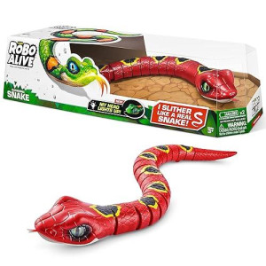 Robo Alive Slithering Snake Series 3 Red By Zuru Battery-Powered Robotic Light Up Reptile Toy That Moves (Red), Multi-Color, 7150A
