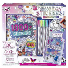 Fashion Angels Color And Personalize Sooo Many Stickers Activity Set - 25 Page Sticker Book With 800 Colorful Stickers, 200 Colorable Stickers, 5 Markers, Holographic Bag For Markers - Ages 8 And Up
