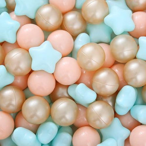 Realhaha Ball Pit Balls Stars, Play Ball Crush Proof Soft Plastic Balls For Toddlers Baby Kids Birthday Pool Tent Or Dogs Playballs Pelotas 100Pcs/Sets