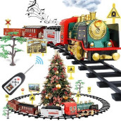 Remote Control Train Set - Electric R/C Train Toy For Kids W/Smokes,Lights & Sound,Railway Kits W/Steam Locomotive Engine,Cargo Cars & Tracks,Ideal For 3 + Year Old Kids
