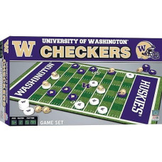 Masterpieces Family Game - Ncaa Washington Huskies Checkers - Officially Licensed Board Game For Kids & Adults