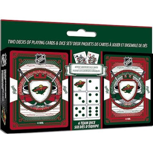 Masterpieces Game Day - Nhl Minnesota Wild 2-Pack Playing Cards & Dice Pack - Officially Licensed Set For Adults And Family