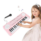M Sanmersen Keyboard Piano For Kids 37 Keys Music Piano With Microphone Portable Musical Toy Electronic Piano Birthday Gifts For Girls Ages 3 4 5 6