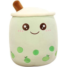 Fjzfing Cute Plush Boba Milk Tea Stuffed Teacup Pillow Soft Bubble Tea Cup Plushie Toy Kawaii Cartoon Gift For Kids Home Decor Matcha 13.8 Inch