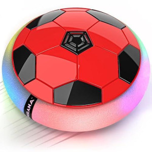 Mirana Hover Soccer Ball - Inbuilt Rechargeable Battery - Indoor Soccer Toys With Attractive Led Light - Soft Foam Bumper Floating Soccer Ball Disk - Kids Gifts (Cherry Red)