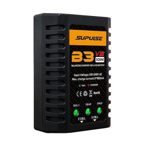 Supulse Lipo Battery Charger 2S-3S Rc Balance,Ac 7.4-11.1V 10W Upgrade Version B3Ac Pro Compact Charger (B3V2)