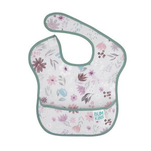 Bumkins Bibs For Girl Or Boy, Superbib Baby And Toddler For 6-24 Mos, Essential Must Have For Eating, Feeding, Baby Led Weaning Supplies, Mess Saving Catch Food, Waterproof Soft Fabric, Gray Floral