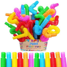 24Pack Pop Tubes, Pop Tube Fidget Toys For Kids And Sensory Toys For Children And Aldult, Learning Toys Stress Relieve Toy