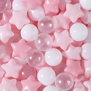 Realhaha Ball Pit Balls Stars, 2.17 Inches Bpa Free Hollow Soft Plastic Ball For Kids Home Birthday Party Tent Summer Water Bath Toy, 100Pcs