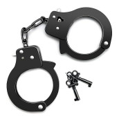 Auyyosk Toy Metal Handcuffs With Key,Safety Party Supplies Accessory Pretend Play Hand Cuffs For Kids Children (Black)