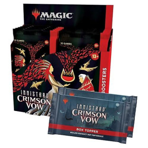 Magic The Gathering Innistrad: Crimson Vow Collector Booster Box 12 Packs + 2 Dracula Box Toppers (182 Magic Cards)