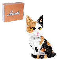 Larcele Cat Micro Building Blocks Animal Set, Diy Mini 3D Building Toy Bricks,1191Pcs Kljm-05 (Cat, Model1979)