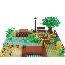 Baenrcy Garden Farm Building Blocks Park Sencery Accessories Plant Set Building Bricks Kit Diy Building Set Compatible All Major Brands (Garden) (No Baseplate)