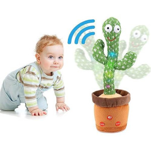 Miaodam [Update Volume Adjustable Dancing Cactus Toy, Singing, Talking, Record & Repeats What You Say, Funny Electric Cactus Toy For Kids, Plush Interactive Toy Figures
