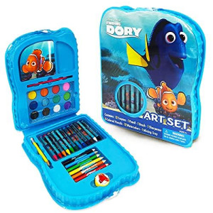 Classic Disney Finding Dory Coloring Art Activity Super Set - Giant 34 Pc Craft Activity Kit For Kids And Toddlers With Watercolors, Colored Pencils, Brush, And More, Finding Dory Art Set