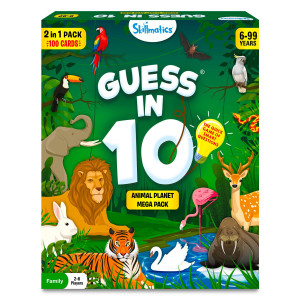 Skillmatics Card Game - Guess In 10 Animal Planet Mega Pack, Perfect For Boys, Girls, Kids, And Families Who Love Board Games And Educational Toys, Travel Friendly, Gifts For Ages 6, 7, 8, 9