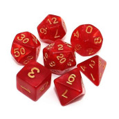 Polyhedral Dnd Dice Set Carnelian Red Dice For Dungeon And Dragons D&D Pathfinder Mtg 7-Die Rpg Dice With Dice Bag